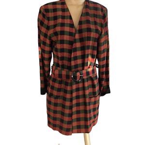 Dino Classic plaid jacket with belt vintage size 12
